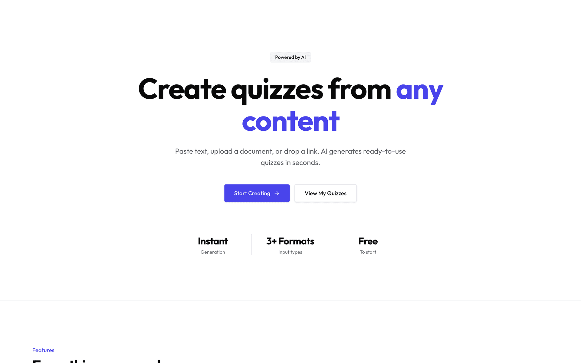 QuizItNow interface